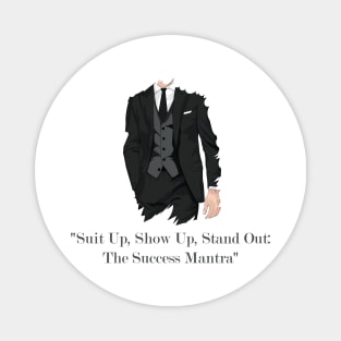 Black Suit, Tie and Vest | "Suit Up, Show Up, Stand Out: The Success Mantra" Magnet